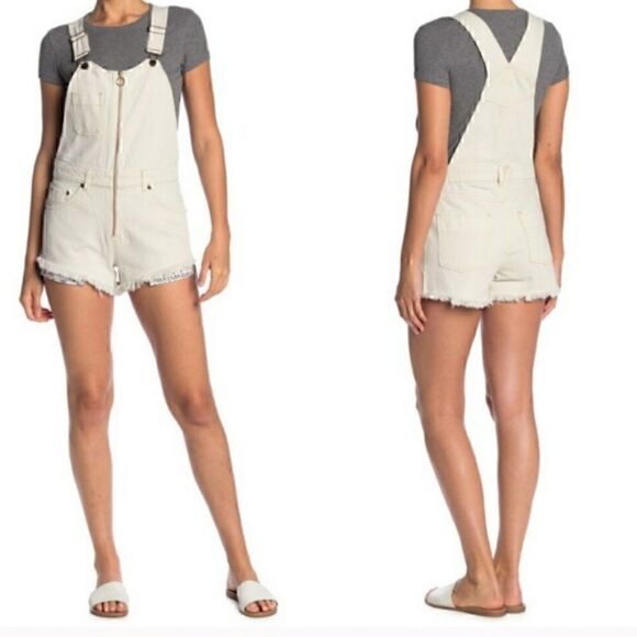 NEW $108 Free People Sunkissed Shortall Denim - Picture 3 of 11